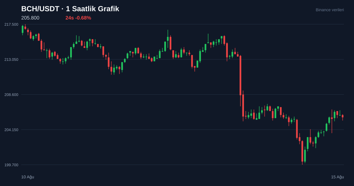 BCH/USDT 1 saatlik statik fiyat grafiği