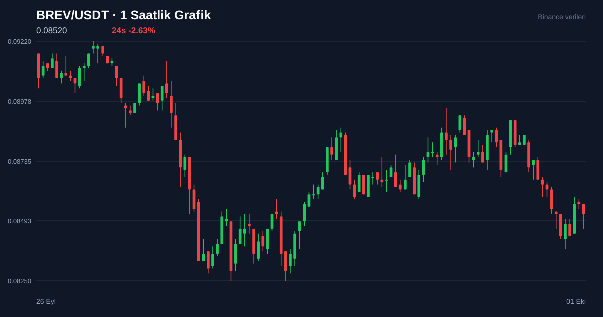BREV/USDT 1 saatlik statik fiyat grafiği