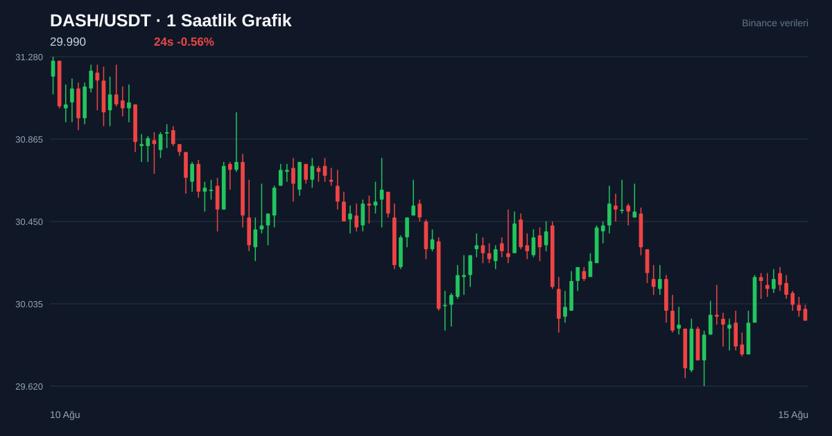 DASH/USDT 1 saatlik statik fiyat grafiği