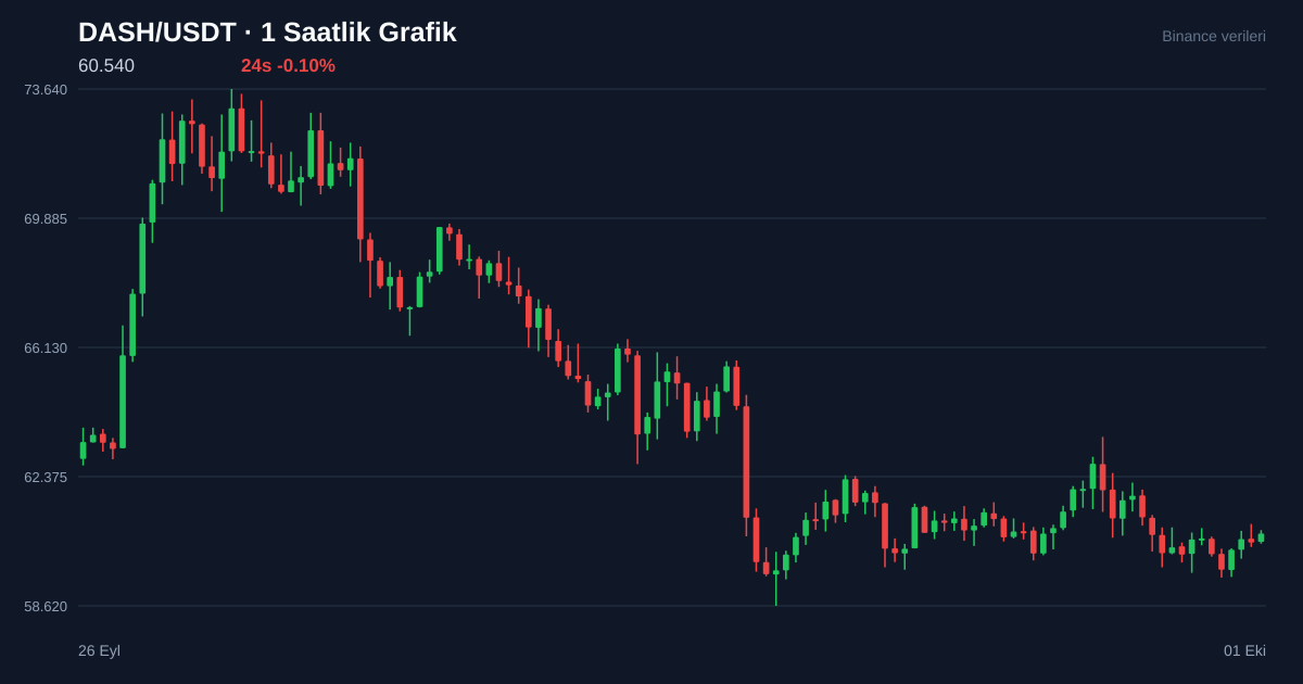 DASH/USDT 1 saatlik statik fiyat grafiği