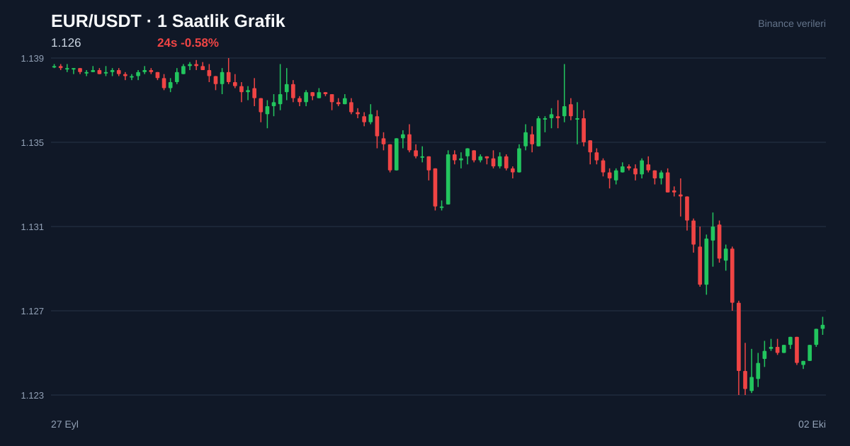EUR/USDT 1 saatlik statik fiyat grafiği