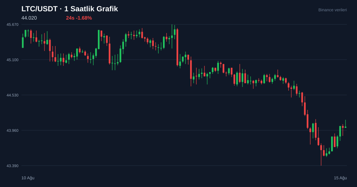 LTC/USDT 1 saatlik statik fiyat grafiği