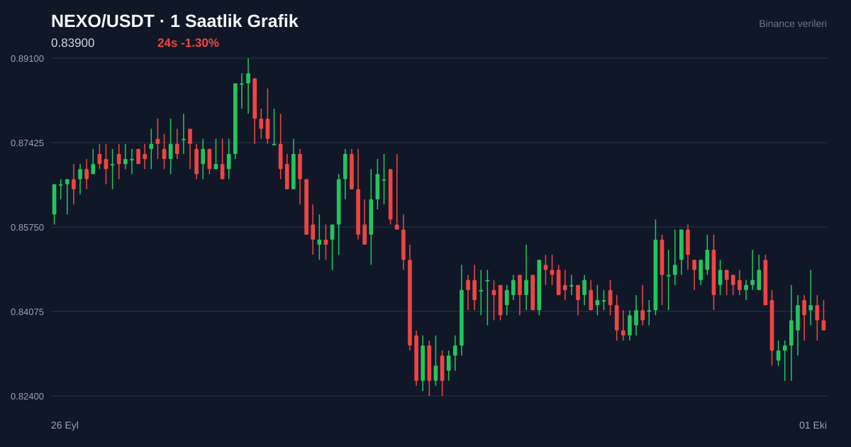 NEXO/USDT 1 saatlik statik fiyat grafiği