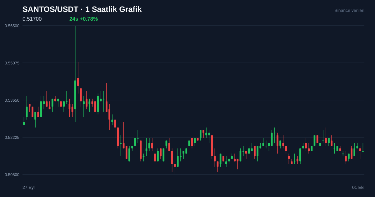 SANTOS/USDT 1 saatlik statik fiyat grafiği