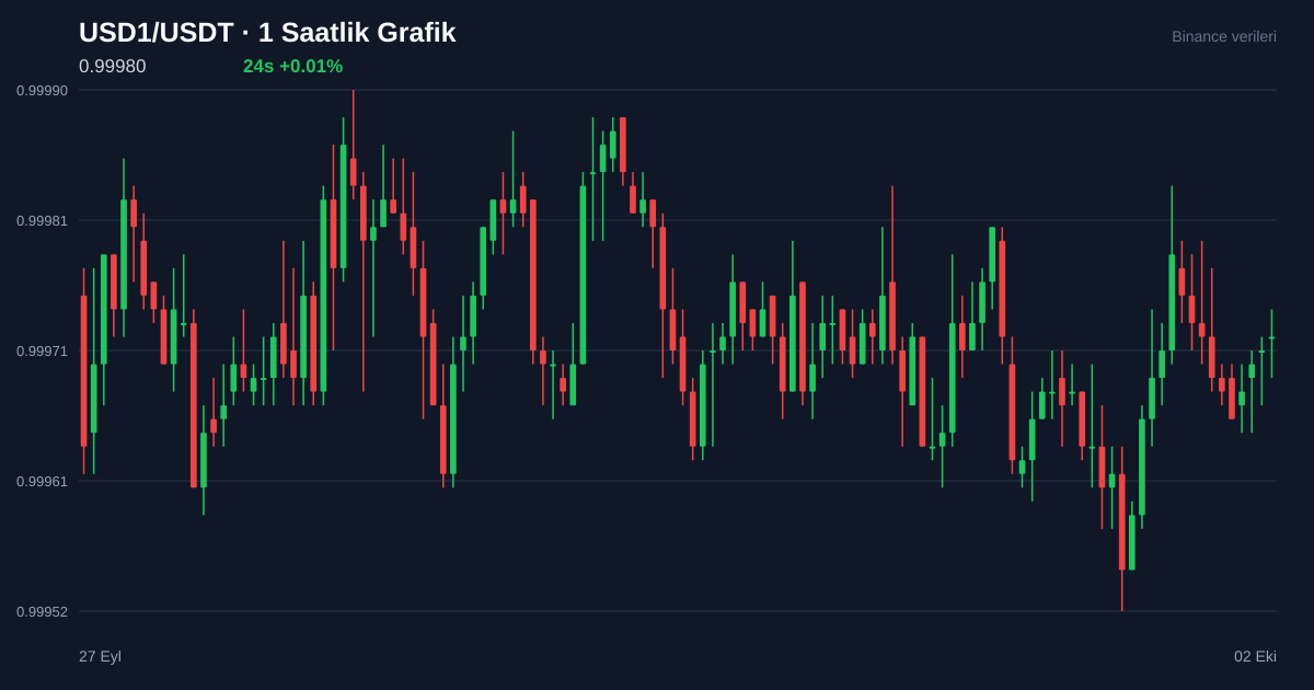 USD1/USDT 1 saatlik statik fiyat grafiği